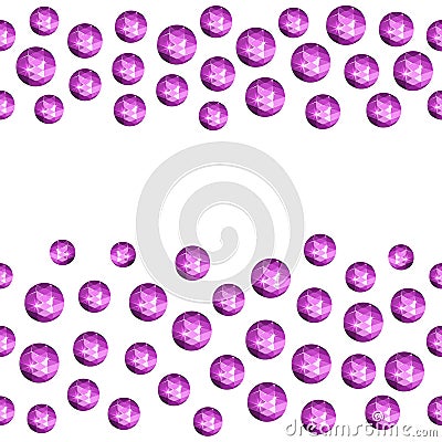 Seamless scattered borders of gems, rhinestones Vector Illustration