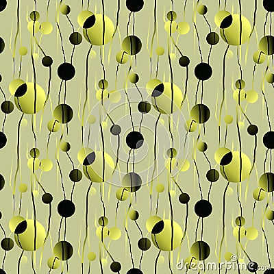 Seamless scattered overlaying circles pattern light green black blurred Stock Photo