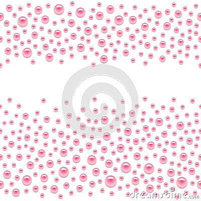 Seamless scattered pink pearls (gems, rhinestones) isolated on w Vector Illustration