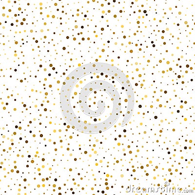 Seamless scattered shiny golden glitter polka dot pattern Vector Illustration