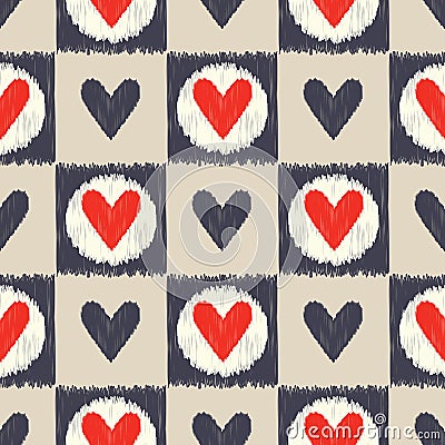 Seamless scribble geometric heart pattern Vector Illustration