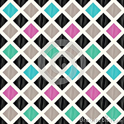 Seamless scribble geometric rhombus pattern Vector Illustration