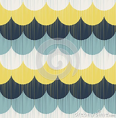 Seamless scribble scallop wave pattern Vector Illustration