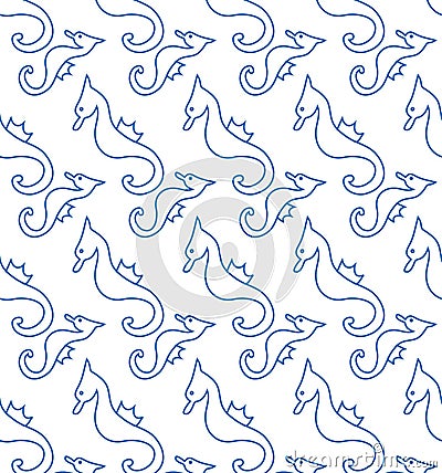 Seamless seahorse pattern Vector Illustration