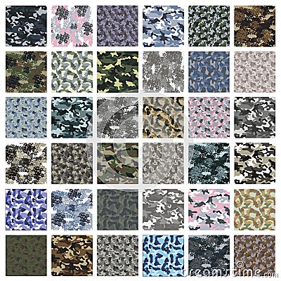 Seamless set of camouflage pattern vector Vector Illustration