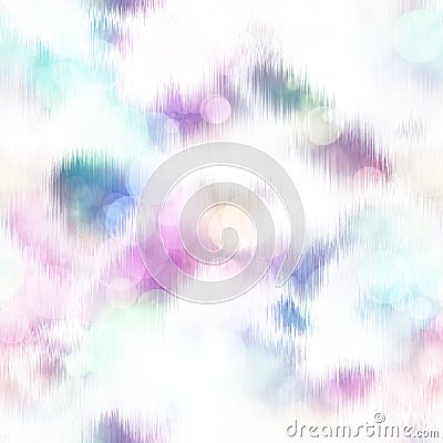Seamless seventies tie dye bokeh texture. Hippie summer repeat background with ink dyed effect. Stock Photo