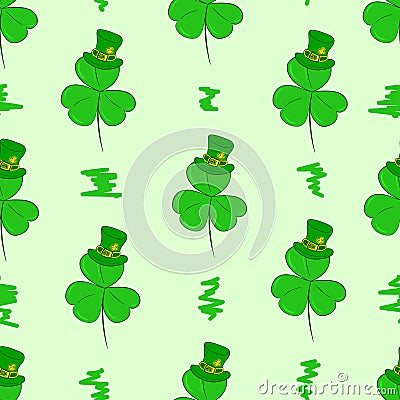 Seamless shamrock in a hat Vector Illustration