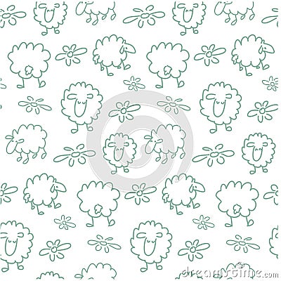 Seamless sheep pattern Stock Photo