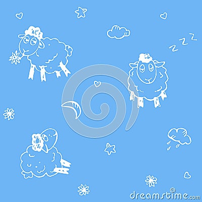 Seamless sheep pattern Vector Illustration