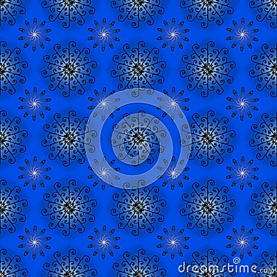 Seamless shining snowflakes on blue background for christmas, new year, Snowflake element seamless pattern illustration design Cartoon Illustration