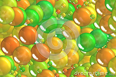 Seamless shiny green spheres and bubbles tiling wrapping Stock Photo