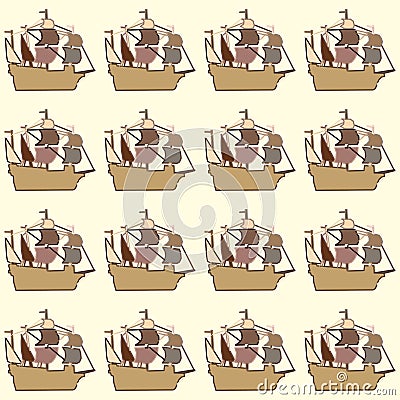 Seamless ships on a beige background Stock Photo