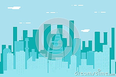 Seamless Silhouette Urban Landscape City Real Estate Summer Day Background Flat Design Concept Icon Template Vector Vector Illustration