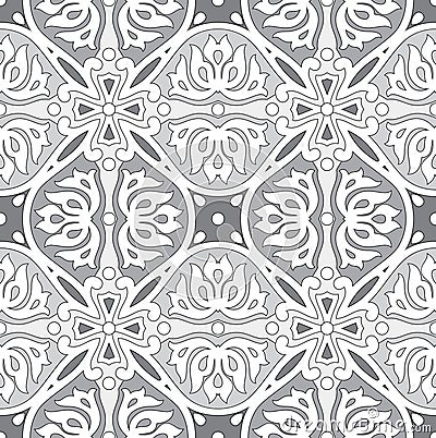 Seamless silver damask wallpaper Vector Illustration