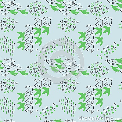 Seamless simple birds pattern Vector Illustration