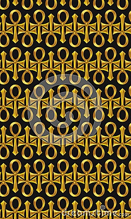 The golden ankh of afterlife pattern Stock Photo