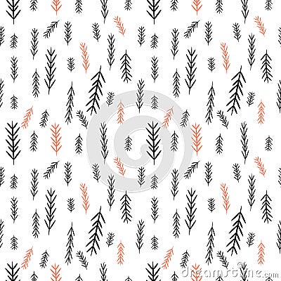Seamless simple vector graphics pattern. Tile Christmas background with pine-tree. Merry Christmas! Vector Illustration