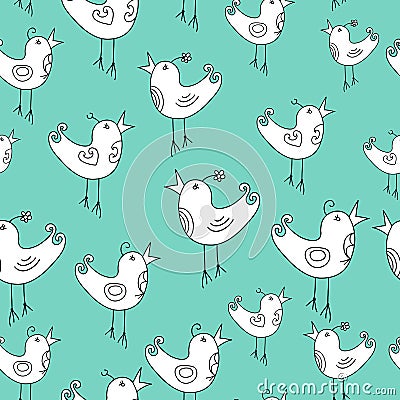 Seamless - Singing birds Vector Illustration