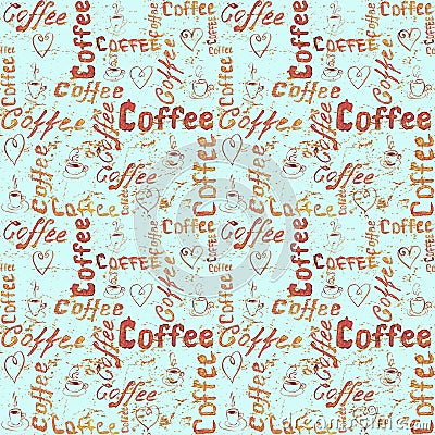 Seamless sketch coffee pattern Stock Photo