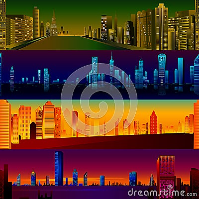 Seamless skyscraper building pattern Vector Illustration