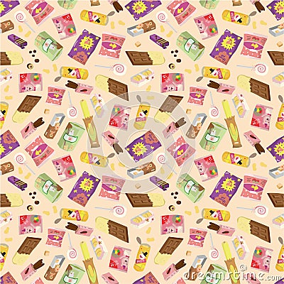 Seamless snacks pattern Vector Illustration