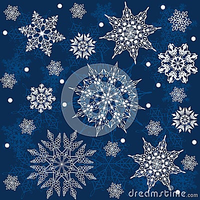 Seamless snowflakes background Vector Illustration