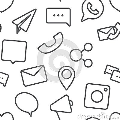 Seamless sosial life icons pattern on white background Stock Photo