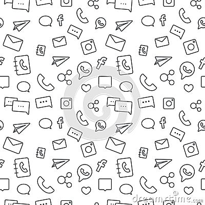 Seamless sosial life icons pattern on white background Stock Photo