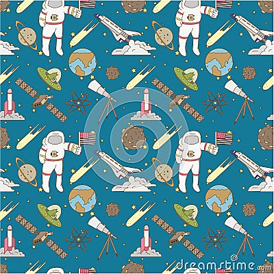 Seamless Space pattern Vector Illustration