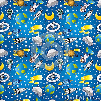 Seamless space pattern Vector Illustration