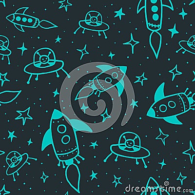 Seamless space pattern Stock Photo