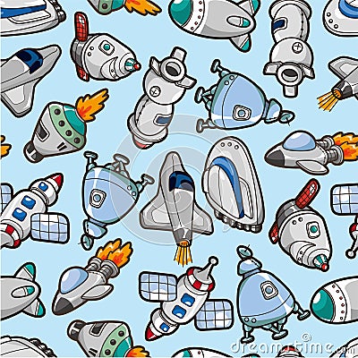 Seamless spaceship pattern Vector Illustration