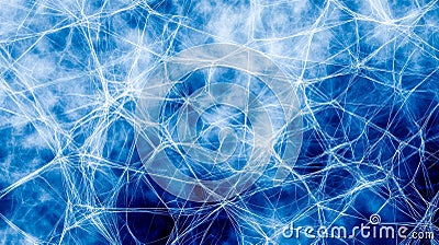 Seamless spiderweb pattern creating intricate blue background design Stock Photo