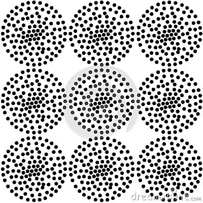 Seamless spiral dot repeat pattern with textures Vector Illustration