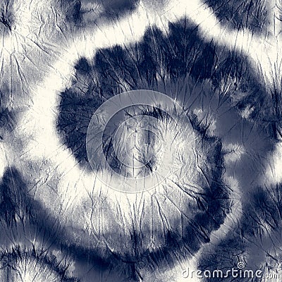 Seamless Spiral indigo pattern. Dirty art style. Stock Photo