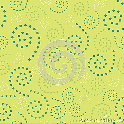 Seamless Spirals Dots Green Background Abstract Pattern 1 Vector Illustration
