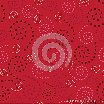 Seamless Spirals Dots Red Background Abstract Pattern 1 Vector Illustration