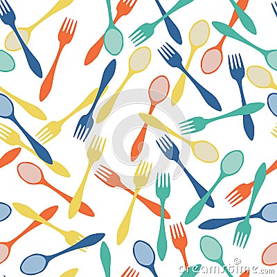 Seamless spoons and forks Vector Illustration