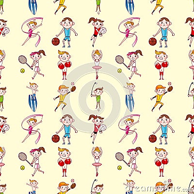 Seamless sport player pattern Vector Illustration