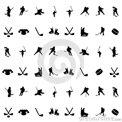 Seamless sports pattern from black hockey icons Vector Illustration