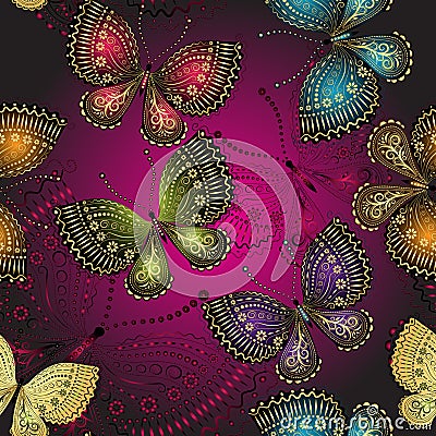 Seamless spring dark purple pattern Vector Illustration