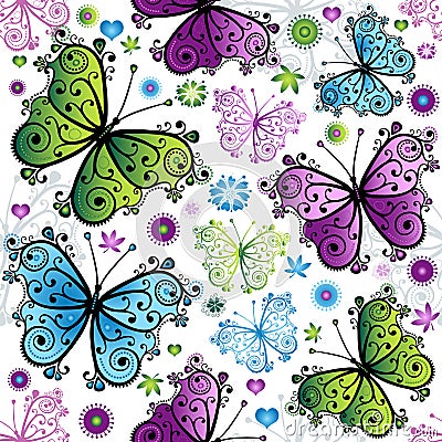Seamless spring floral pattern Vector Illustration