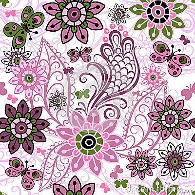 Seamless spring vintage pattern Vector Illustration