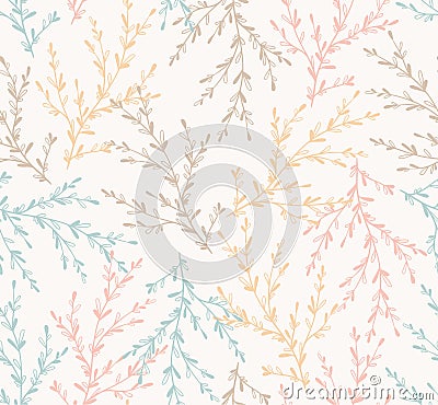 Seamless spring pattern with plants (Vector). Vector Illustration