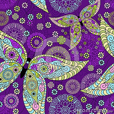 Seamless spring violet pattern Vector Illustration