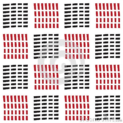 Seamless square block pattern with black and red dash line Vector Illustration