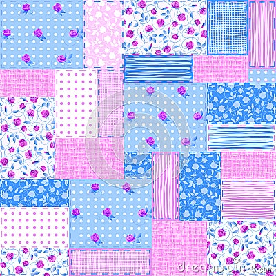 Seamless square patchwork background. Vector illustration. Vector Illustration