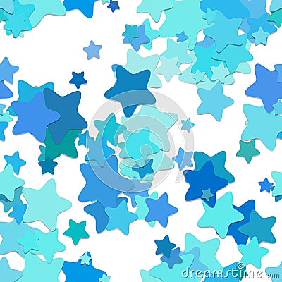 Seamless star background pattern - vector design from rounded pentagram stars in cyan tones with shadow effect Vector Illustration