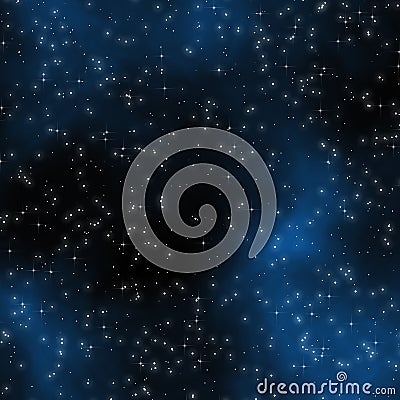 Seamless Starfield with Glowing Stars at Night Stock Photo