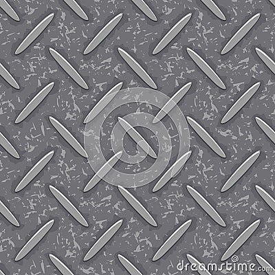 Seamless steel diamond plate grunge texture Vector Illustration